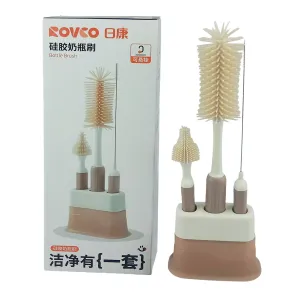 Rovco 3-in-1 Silicone Baby Feeding Brush – Bottle & Accessories Cleaner (RK-N6026-2)